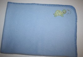 Parents Choice Baby Boy Girls Blanket Turtle Butterfly Blue Fleece Sewn Trim 39&quot; - £9.15 GBP