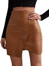 Brown Unique Hot Designer Genuine Lambskin Leather Slim Fit Skirt Mini W... - $108.70