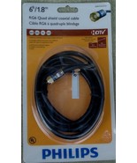 Philips 6-foot RG6 Quad-Shield Coaxial Cable - HDTV Optimized - NEW - SD... - $13.56 CAD