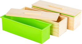 2PACK 42 Oz Flexible Rectangular Silicone Soap Loaf Molds Kit with Wood Box for  - £27.45 GBP