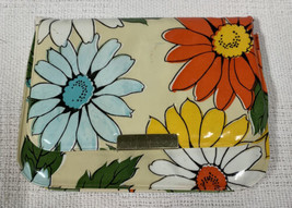VTG Vinyl small Snap Front Makeup Pouch Mirror Flowers Made in Hong Kong  - $8.78