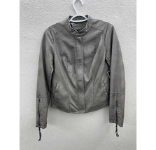 Kaari Blue Womens Faux Leather Jacket Size Small Gray Hidden Zip Up NWTs - £32.92 GBP