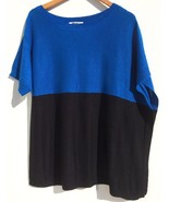 DKNY DKNYC Poncho Women Size XS / S  Black Bright Blue Color Block Asymm... - £13.75 GBP