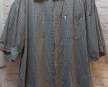 Columbia blue gray plaid button shirt men&#39;s XXL cotton short sleeve - $15.58