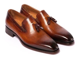 Paul Parkman Mens Shoes Loafers Brown Tassel Goodyear Welted Handmade 51TS-BRW - £467.52 GBP