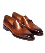 Paul Parkman Mens Shoes Loafers Brown Tassel Goodyear Welted Handmade 51... - $802.74 CAD
