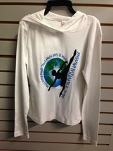 Bublz White Women&#39;s Large World Dance Long Sleeve Hooded T-Shirt (NW/OT) - $14.84