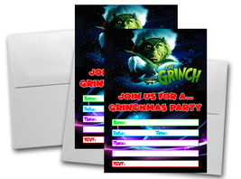 12 The Grinch Birthday Invitation Cards (12 White Envelops Included) #1 - £15.97 GBP
