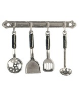 Dollhouse Miniature - 4 Silver Utensils with Hanging Rod - 1:12 scale - $12.99