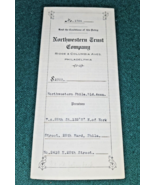 VTG 1911 NORTHWESTERN TRUST COMPANY Philadelphia Pennsylvania INSURANCE ... - $12.59