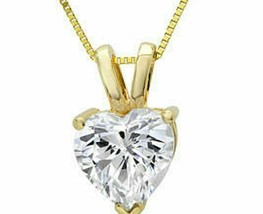 1.5ct Cuore Diamanti Finti Pendente Solitario 14K Placcato Oro Giallo - £75.10 GBP