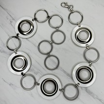 Chunky White and Silver Tone Metal Chain Link Belt Size XS Small S - £15.78 GBP