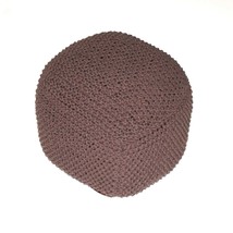 Handmade Brown Cotton Cable Knit Pouf Ottoman | Seating &amp; Footrest - $1,480.57 MXN