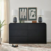 Juliet 64 Wide 6 Drawer Dresser, Black Finish - $264.82