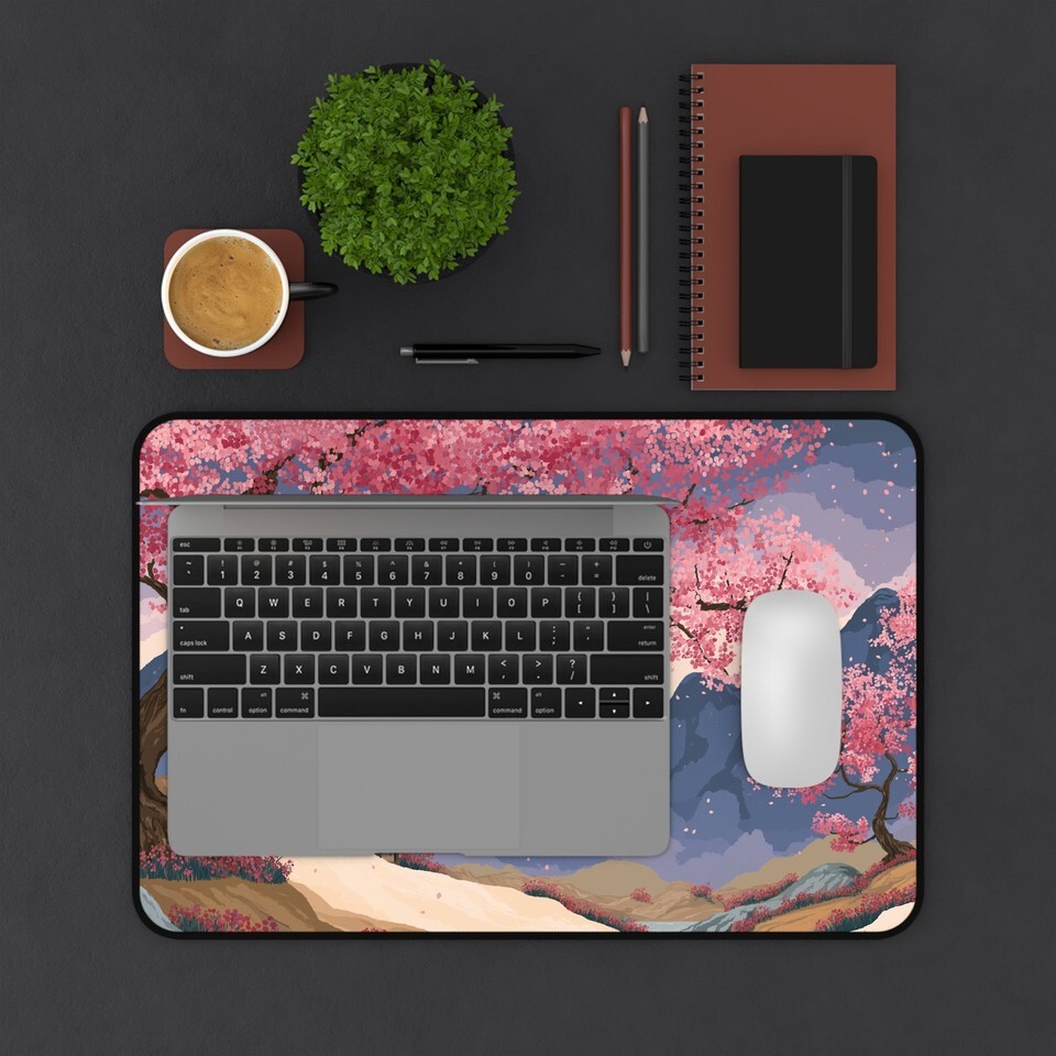 Cherry Blossom Desk Mat, Anime Mousepad, Zen Office Decor, Japanese Aesthetic Item image 7