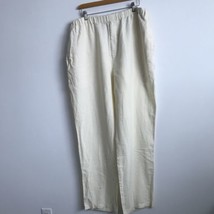 Arnold Zimberg Linen Pants XL Cream Pocket Relaxed Fit Elastic Waist Resort Wear - £21.35 GBP