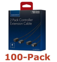 NEW Lot of 100 Insignia Extension Cable Nintendo NES &amp; SNES Controllers 2-Pack - £111.01 GBP