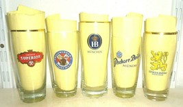 5 Hacker Salvator Hofbrau Pschorr Lowenbrau Munich German Beer Glasses - £19.94 GBP