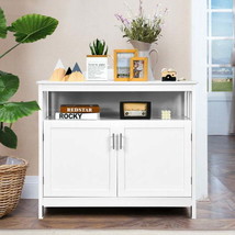 Kitchen Buffet Server Sideboard Storage Cabinet with 2 Doors and Shelf-White - £163.97 GBP