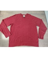 L.L Bean Red Cotton Cashmere Knit V Neck Long Sleeve Sweatshirt Adult Si... - $30.18 CAD