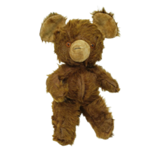 12&quot; Vintage Antique Brown Mohair Teddy Bear Stuffed Animal Plush Toy Orange Eyes - £59.85 GBP