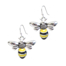 Bumble Bee Honetcomb Dangle Drop Earrings White Gold - £10.67 GBP
