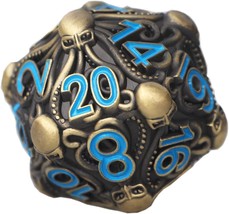 Giant D20 Metal Dice Bronze Blue for Call of Cthulhu BZQB - $37.39