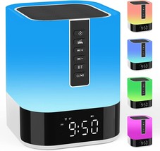 Night Light Bluetooth Speaker Alarm Clock Touch Sensor Bedside Lamp  Dimmable - £32.04 GBP