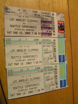 NBA 1 Lot Of 3 Tickets LA Clippers Vs. Seattle Supersonics 3/16/2002 - £7.41 GBP
