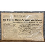 1945 Original WW2 The Saratogian Newspaper 4/18/45 WWII 3rd Bisects Reic... - $39.59