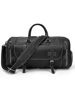 Travel Bag with shoe Pouch Weekend Bag Leather Duffle bag with shoe Comp... - $159.00+