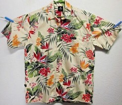 Te Mana Tahiti Mens Xl Bird Of Paradise Floral Hawaiian BUTTON-FRONT Aloha Shirt - £28.95 GBP