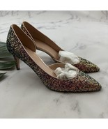 J.Crew D&#39;Orsay Pump Heels Size 9.5 New Pink Green Glitter Point Toe Wicked - $102.89 CAD