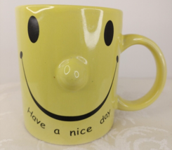 Have A Nice Day Smiling Face Yellow Protruding Nose Coffee Mug - $14.85