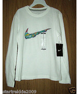 NIKE Youth Boy Athletic, L/Sleeves, Cotton LOGO Tee, White Color.Sz XS. NWT - £14.11 GBP