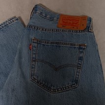 Levi&#39;s 501 Blue Jeans 36x32 Light Wash Straigh Leg Button Fly - Stained - $31.95