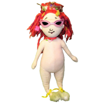 20" Fancy Nancy Doll Plush Mme Alexander With Crown Furry Slippers Sun Glasses - $10.80