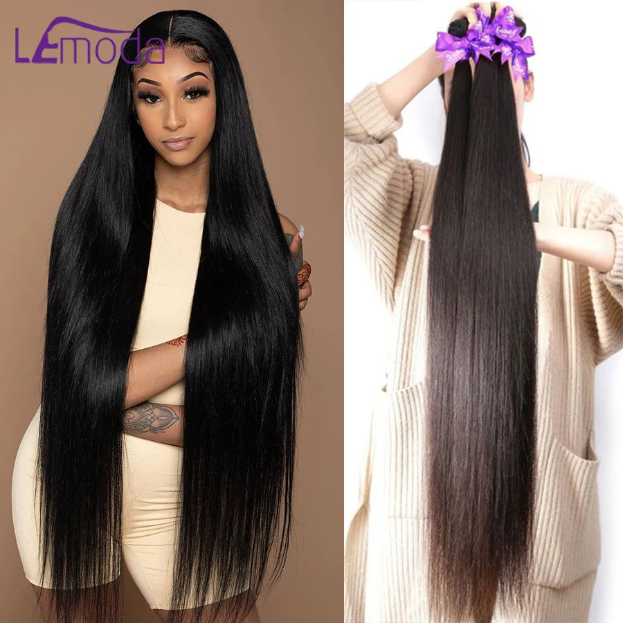 Straight Human Hair Bundles 30 32Inch Brazilian Hair Bundles 100% Unprocessed - £27.40 GBP+