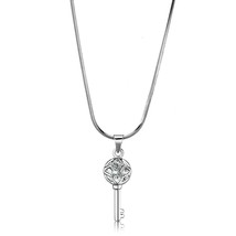 3.46Ct Round Cut Cubic Zircon Key Pendant Rhodium Plated Fashion Necklace 18&quot; - £37.00 GBP