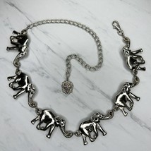 Vintage Chunky Elephant Silver Tone Metal Chain Link Belt OS One Size - £31.64 GBP