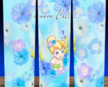 Tinkerbell Blue Fairy Floral Gradient Cup Mug Tumbler 20oz with lid and ... - $19.75
