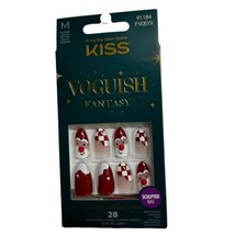 Kiss Voguish Fantasy, Santa Christmas,  Glue On Nail Medium oval Red - $7.91