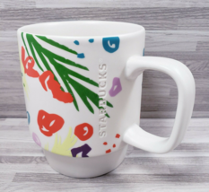 Starbucks 2016 Embossed Logo 12 oz. Stackable Coffee Mug Cup Floral Multicolor  - £12.17 GBP