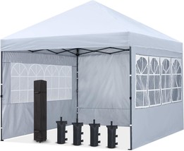 Cooshade 10X10Ft Pop Up Canopy Tent Enclosed Instant Folding Canopy, White - £140.51 GBP