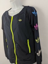 Adidas Firebird Trefoil Color Sleeve Zip Up Track Jacket Navy Blue Womens Size S - £33.15 GBP