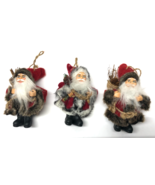 Woodland 5 1/2&quot; Fabric Set of 3 Christmas Santa Ornaments - €12,97 EUR