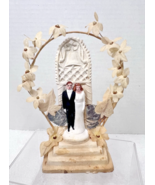 Antique Wedding Cake Topper w Fabric Flowers Steps &amp; Bell Trellis Red Heads - €33,48 EUR