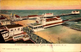 Vintage Illustrated Post CARD- Steeplechase &amp; Steel Pier, Atlantic City, Nj BK59 - £4.25 GBP