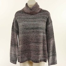 Max Studio Womens Turtleneck Sweater S Small Soft Stripe Gray Purple Var... - £28.06 GBP