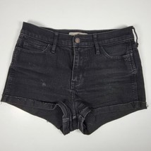 Hollister Cuffed Shorts Size 7 Low Rise Dark Wash Soft Stretchy Denim Je... - $13.96